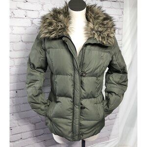 Y2K Abercrombie And Fitch Puffer Fur Collar Y2K 80% Down Filled Coat Sz Med